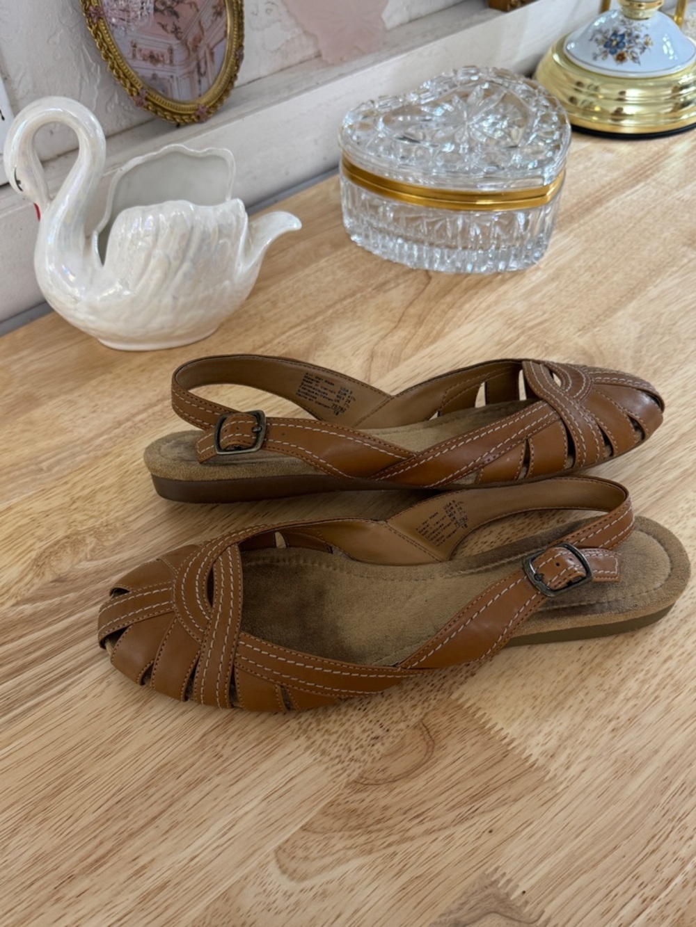 2000s Indie Sleeze Boho Predictions Brown Slingback Faux Leather Sandals Size 9